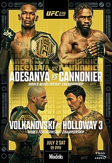 UFC 276: Adesanya vs. Cannonier - UFC Event Poster (July 02, 2022)