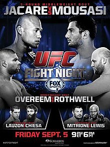 UFC Fight Night: Jacare vs Mousasi - UFC Event Poster (September 05, 2014)