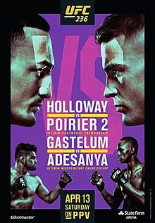 UFC 236: Holloway vs. Poirier 2 - UFC Event Poster (April 13, 2019)