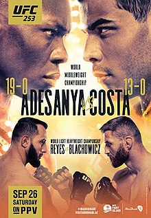 UFC 253: Adesanya vs. Costa - UFC Event Poster (September 26, 2020)