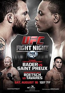 UFC Fight Night: Bader vs Saint Preux - UFC Event Poster (August 16, 2014)